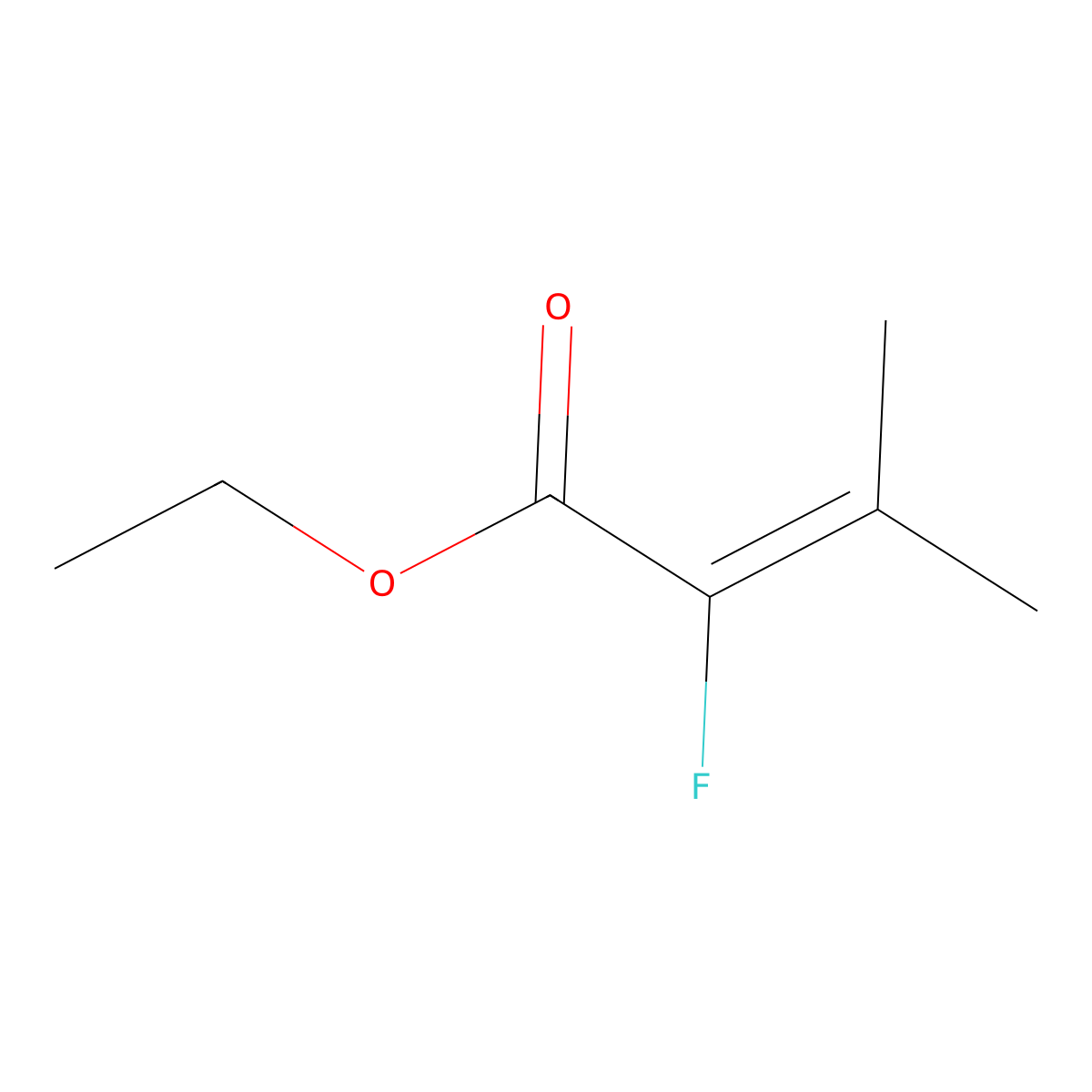 2-Butenoic acid, 2-fluoro-3-methyl-, ethyl ester molecular structure, CAS 685-89-2