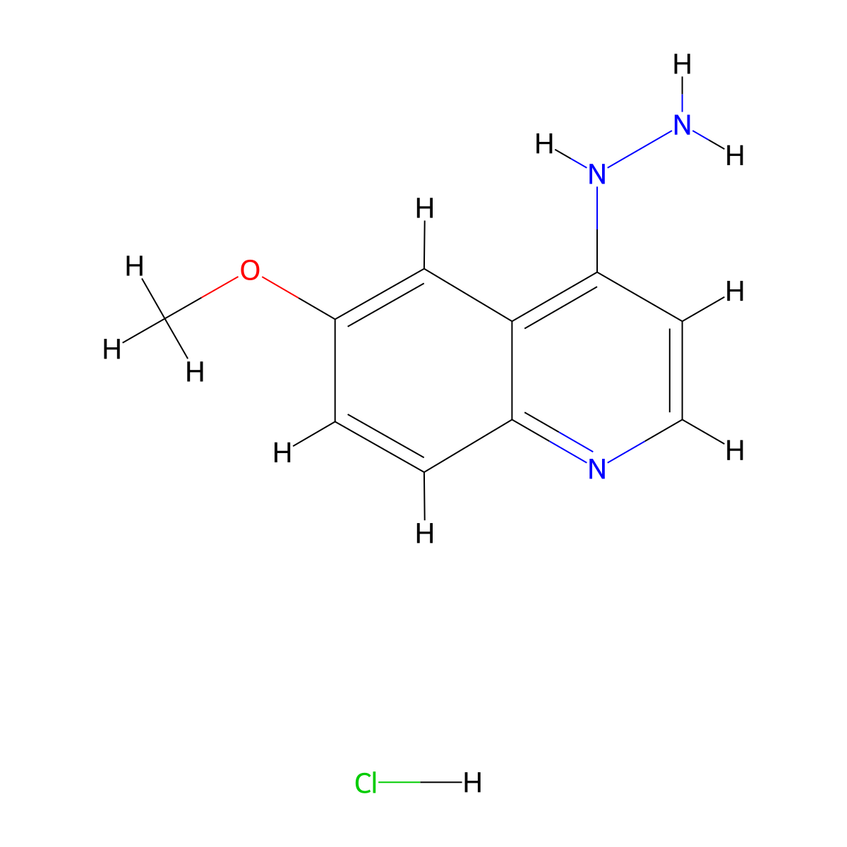4-Hydrazino-6-methoxyquinoline hydrochloride molecular structure, CAS 68500-39-0