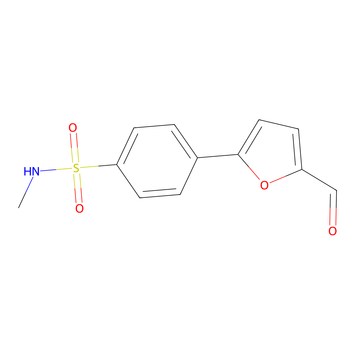 4-(5-formylfuran-2-yl)-N-methylbenzene-1-sulfonamide molecular structure, CAS 68502-14-7