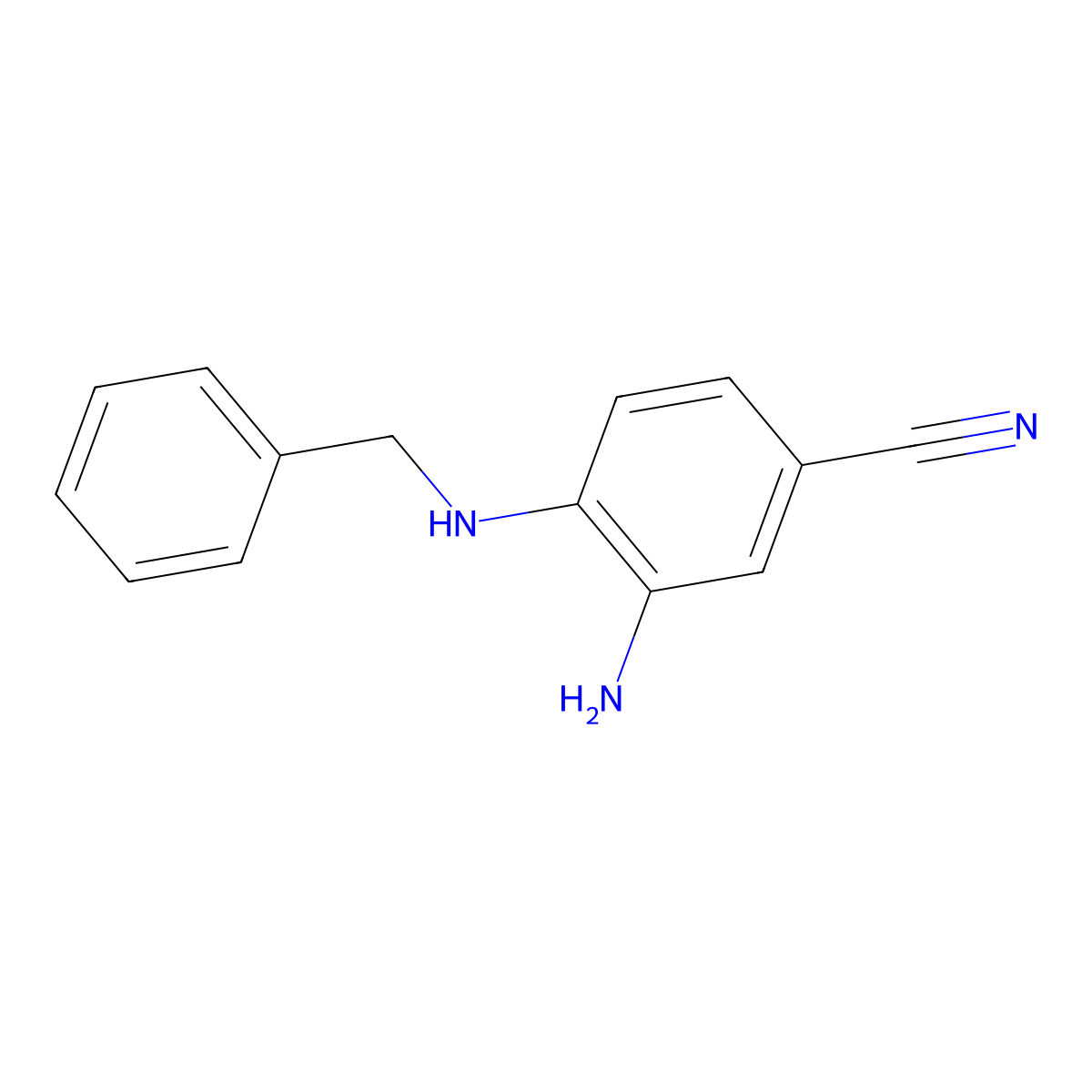 3-Amino-4-(benzylamino)benzonitrile molecular structure, CAS 68502-23-8
