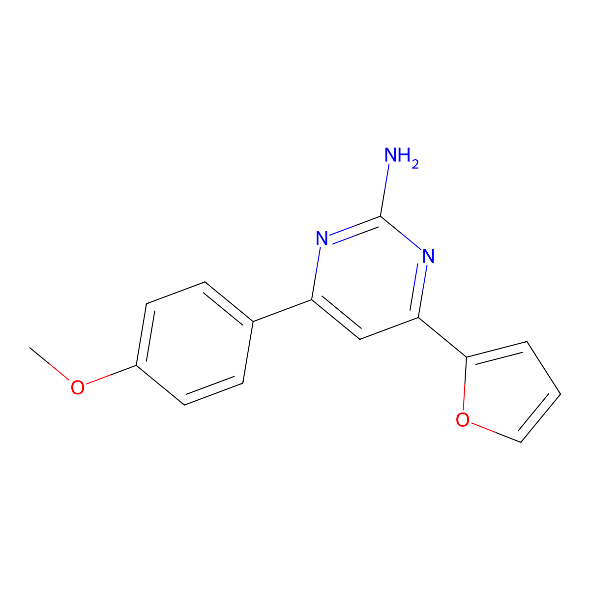 4-(Furan-2-yl)-6-(4-methoxyphenyl)pyrimidin-2-amine molecular structure, CAS 685076-66-8