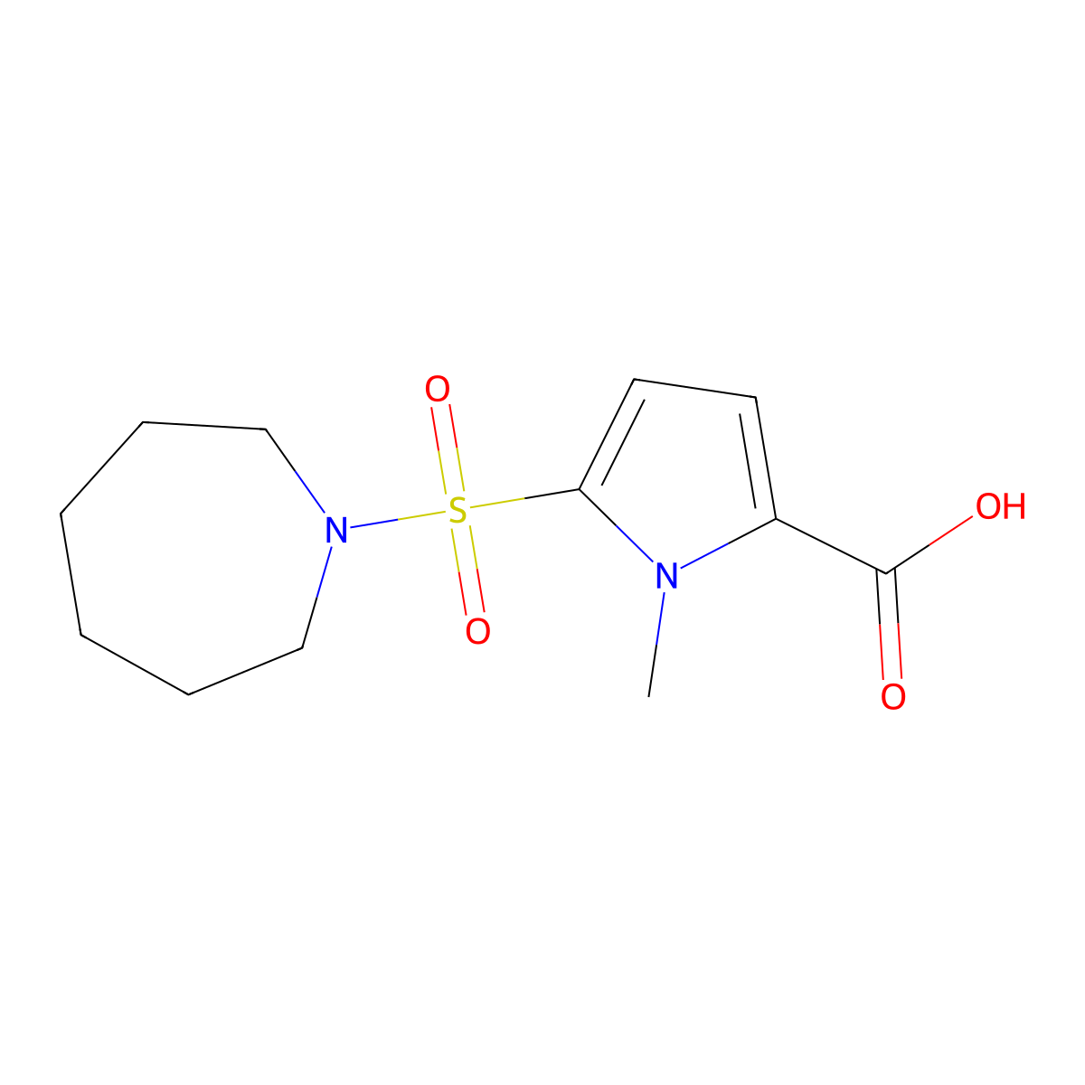 5-(1-azepanylsulfonyl)-1-methyl-1H-pyrrole-2-carboxylic acid molecular structure, CAS 685088-97-5