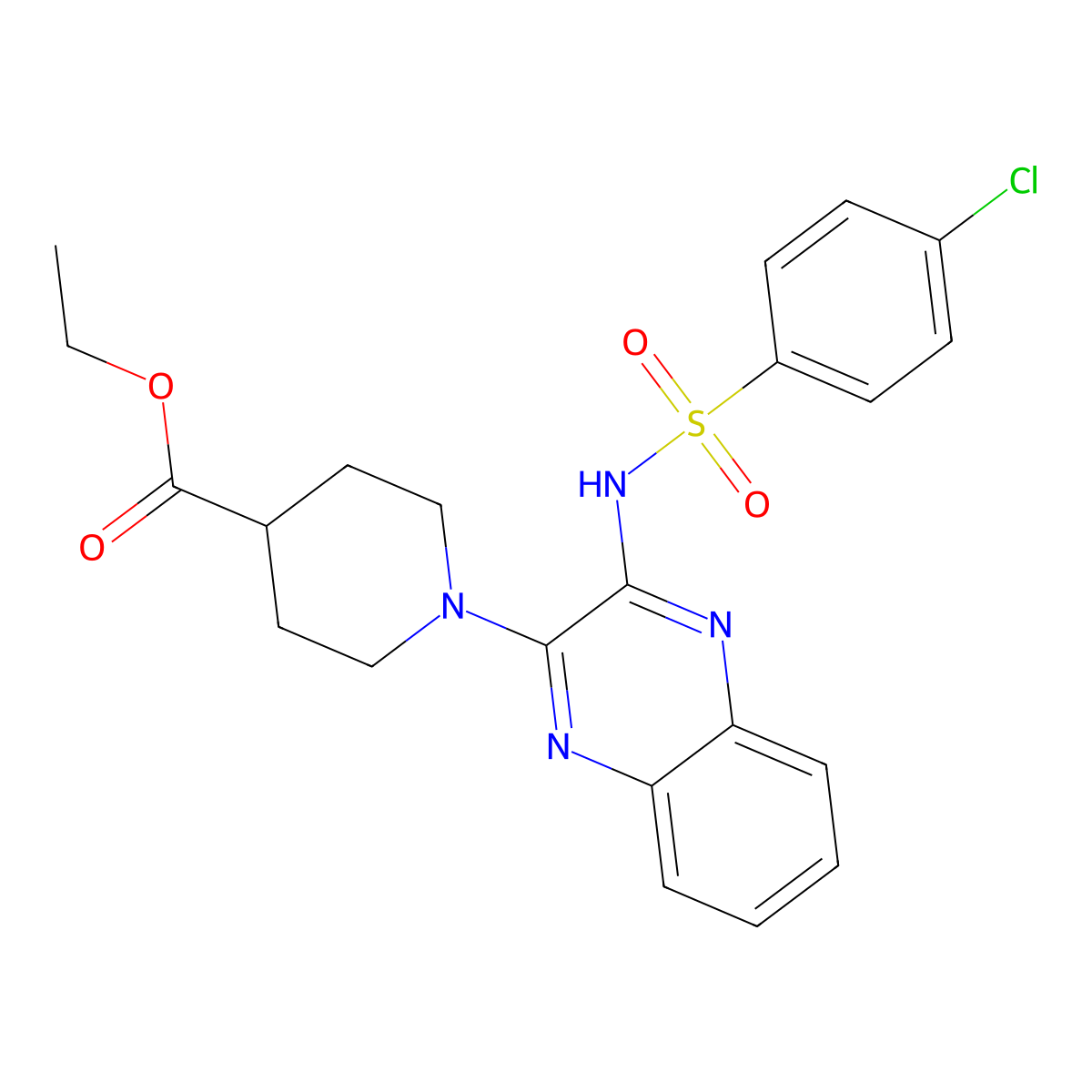 Ethyl 1-[3-(4-chlorobenzenesulfonamido)quinoxalin-2-yl]piperidine-4-carboxylate molecular structure, CAS 685093-49-6