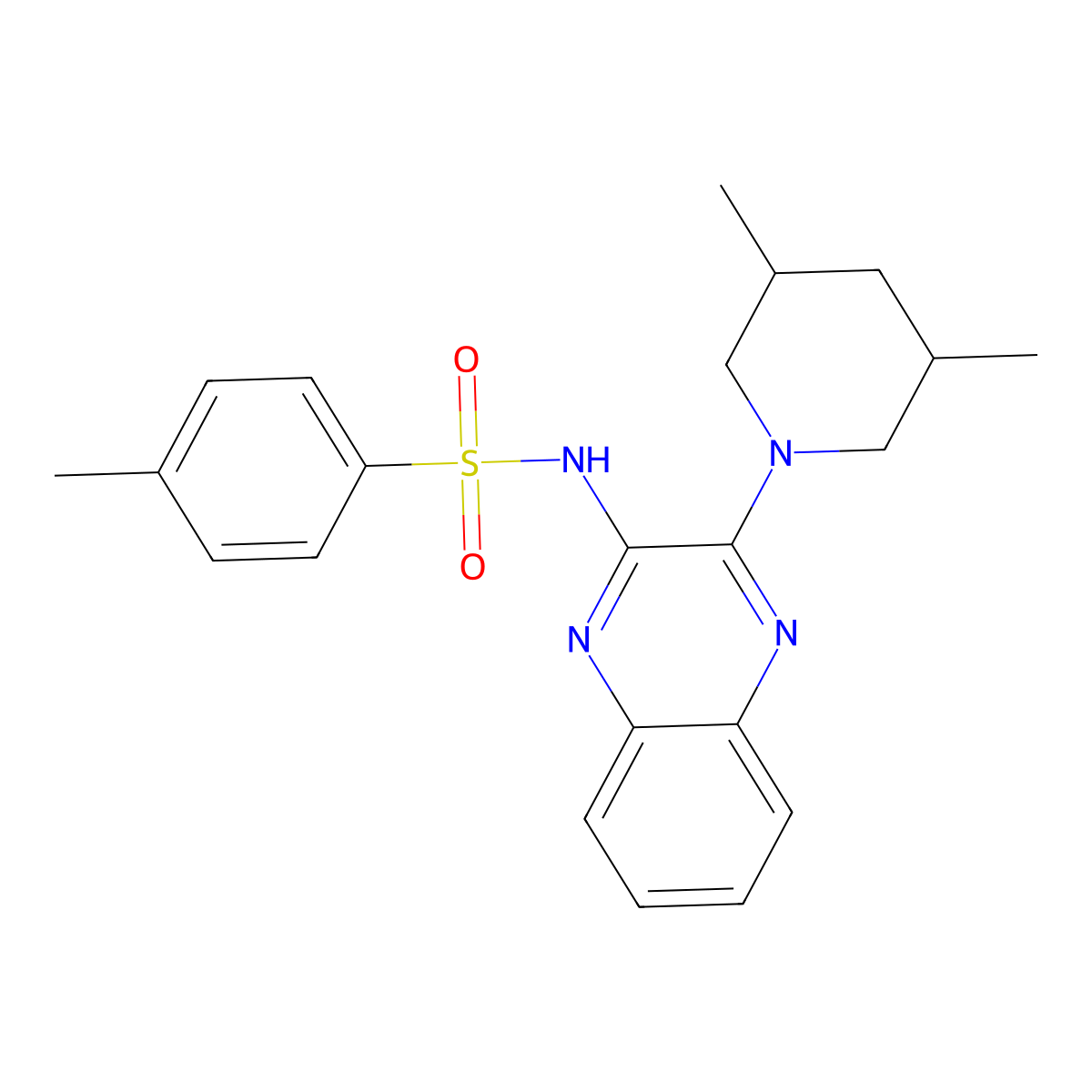 N-[3-(3,5-dimethylpiperidin-1-yl)quinoxalin-2-yl]-4-methylbenzene-1-sulfonamide molecular structure, CAS 685093-78-1