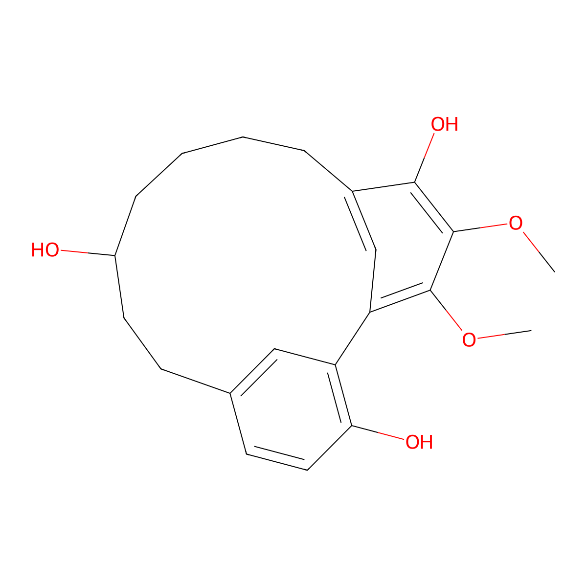 16,17-Dimethoxytricyclo[12.3.1.12,6]nonadeca-1(17),2,4,6(19),14(18),15-hexaene-3,9,15-triol molecular structure, CAS 68510-47-4
