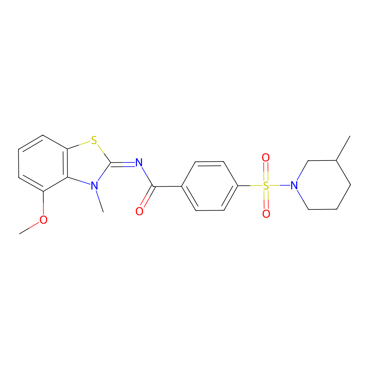 (E)-N-(4-methoxy-3-methylbenzo[d]thiazol-2(3H)-ylidene)-4-((3-methylpiperidin-1-yl)sulfonyl)benzamide molecular structure, CAS 685106-38-1