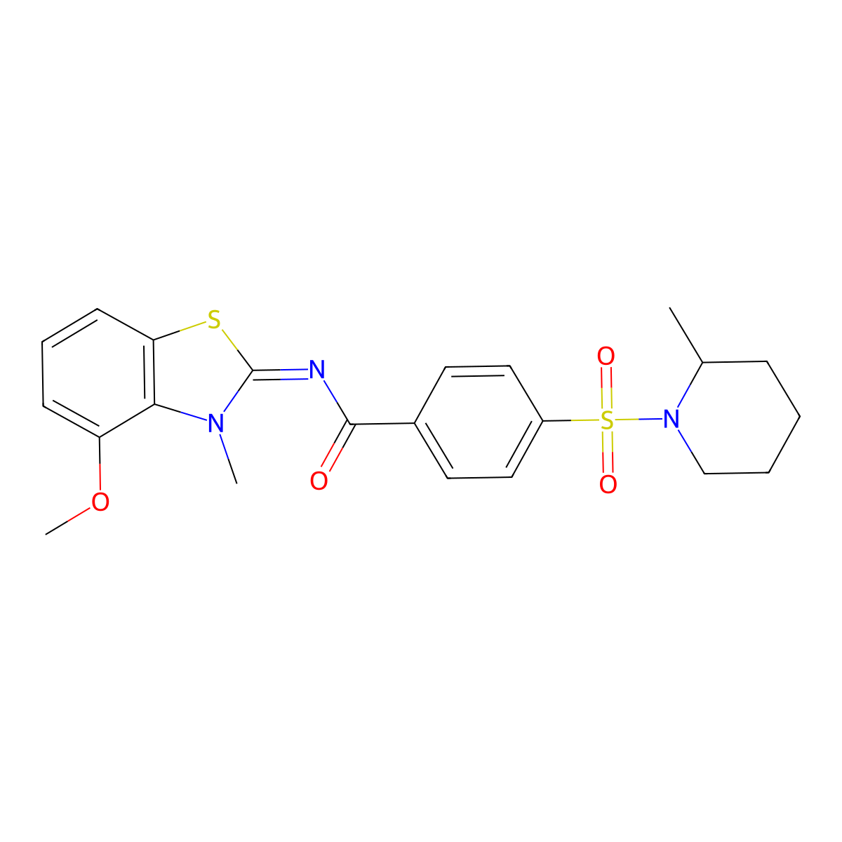 (E)-N-(4-methoxy-3-methylbenzo[d]thiazol-2(3H)-ylidene)-4-((2-methylpiperidin-1-yl)sulfonyl)benzamide molecular structure, CAS 685106-40-5