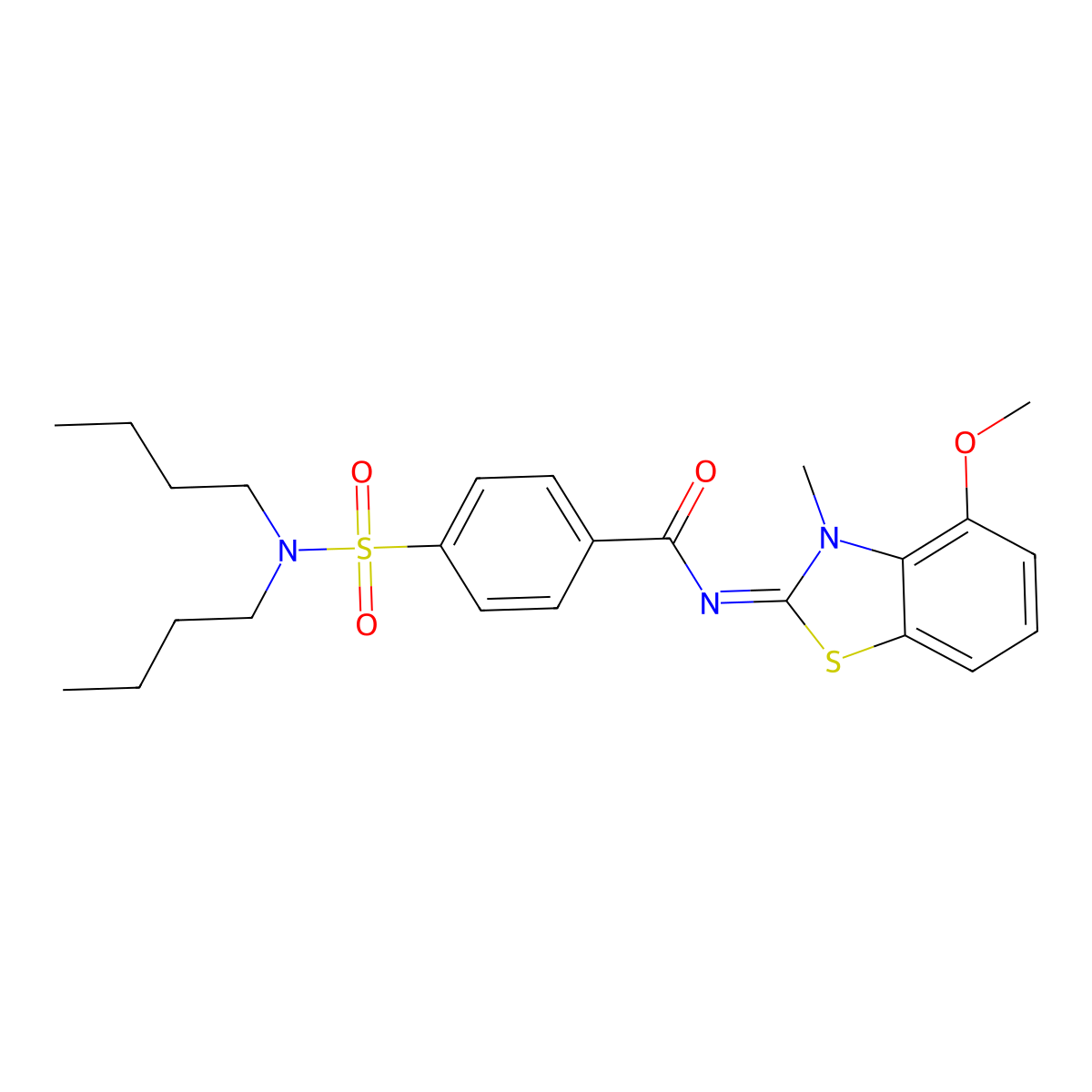 4-(dibutylsulfamoyl)-N-(4-methoxy-3-methyl-1,3-benzothiazol-2-ylidene)benzamide molecular structure, CAS 685106-42-7