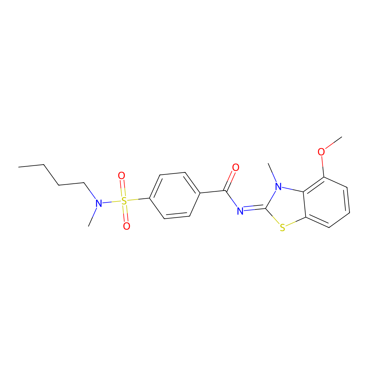4-[butyl(methyl)sulfamoyl]-N-(4-methoxy-3-methyl-1,3-benzothiazol-2-ylidene)benzamide molecular structure, CAS 685106-44-9