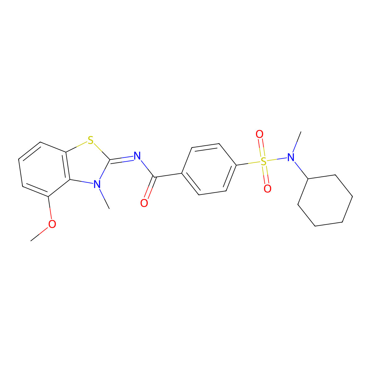 4-[cyclohexyl(methyl)sulfamoyl]-N-(4-methoxy-3-methyl-1,3-benzothiazol-2-ylidene)benzamide molecular structure, CAS 685106-47-2