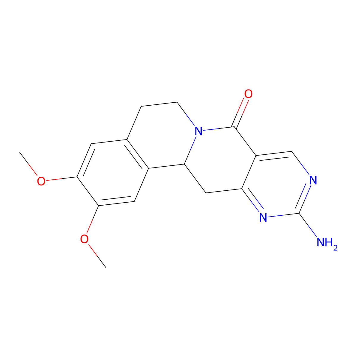 11-amino-2,3-dimethoxy-5,6,13,13a-tetrahydro-8H-pyrimido[4',5':4,5]pyrido[2,1-a]isoquinolin-8-one molecular structure, CAS 685106-53-0