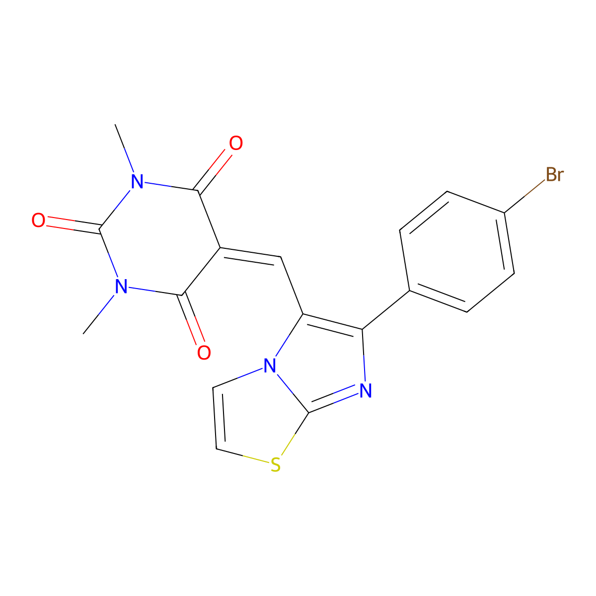 5-{[6-(4-Bromophenyl)imidazo[2,1-b][1,3]thiazol-5-yl]methylidene}-1,3-dimethyl-1,3-diazinane-2,4,6-trione molecular structure, CAS 685106-55-2