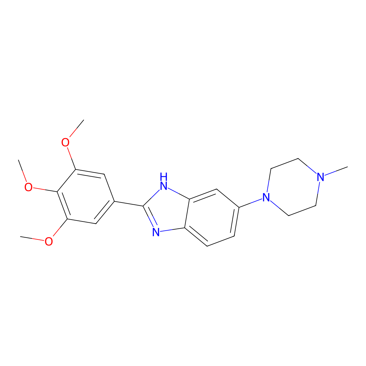 6-(4-methyl-1-piperazinyl)-2-(3,4,5-trimethoxyphenyl)-1H-benzimidazole molecular structure, CAS 685106-70-1