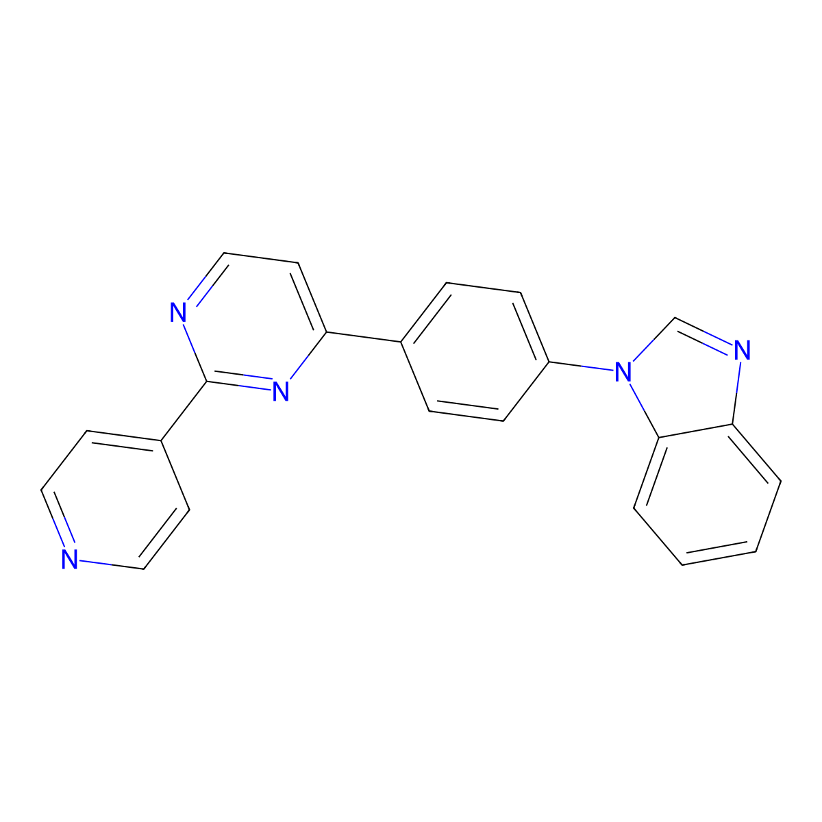 1-{4-[2-(4-pyridinyl)-4-pyrimidinyl]phenyl}-1H-1,3-benzimidazole molecular structure, CAS 685106-80-3