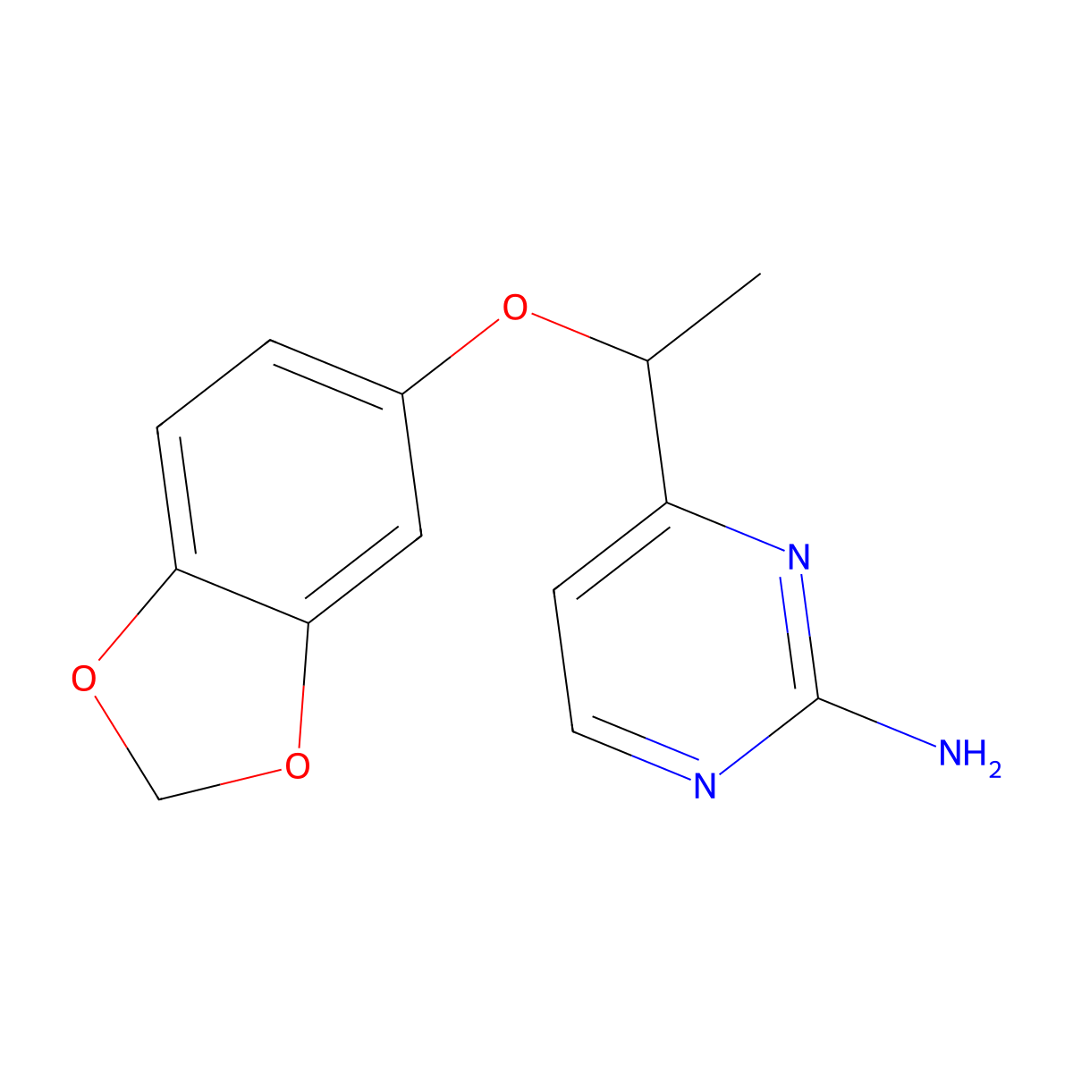4-[1-(1,3-Benzodioxol-5-yloxy)ethyl]-2-pyrimidinamine molecular structure, CAS 685106-85-8