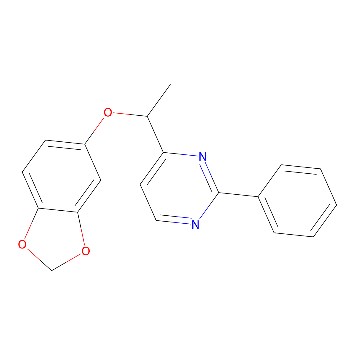 4-[1-(1,3-Benzodioxol-5-yloxy)ethyl]-2-phenylpyrimidine molecular structure, CAS 685106-88-1