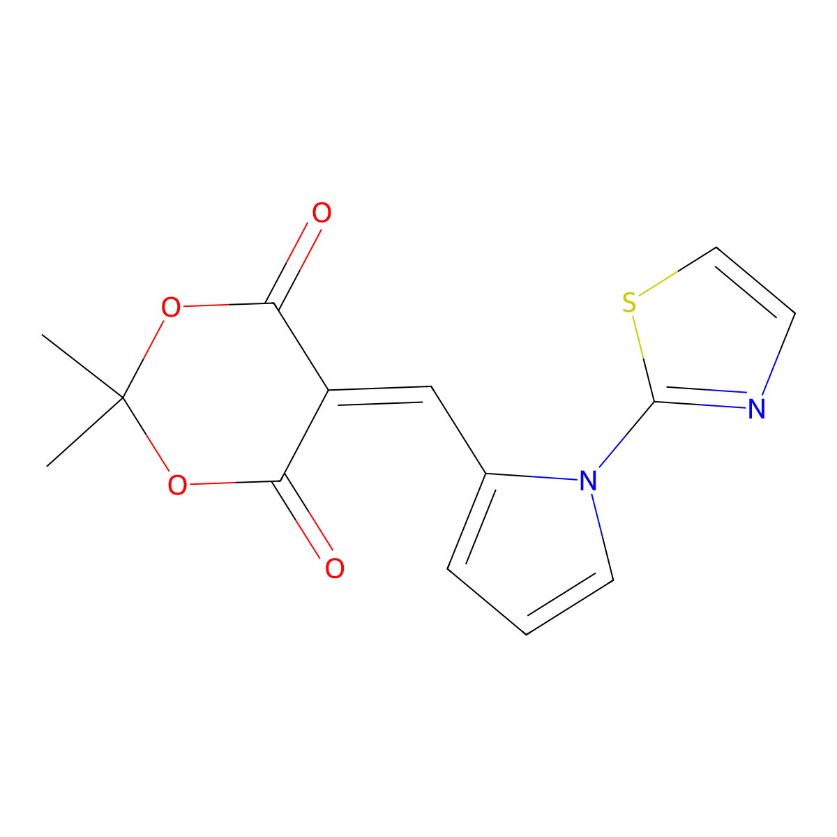 2,2-dimethyl-5-{[1-(1,3-thiazol-2-yl)-1H-pyrrol-2-yl]methylene}-1,3-dioxane-4,6-dione molecular structure, CAS 685106-92-7