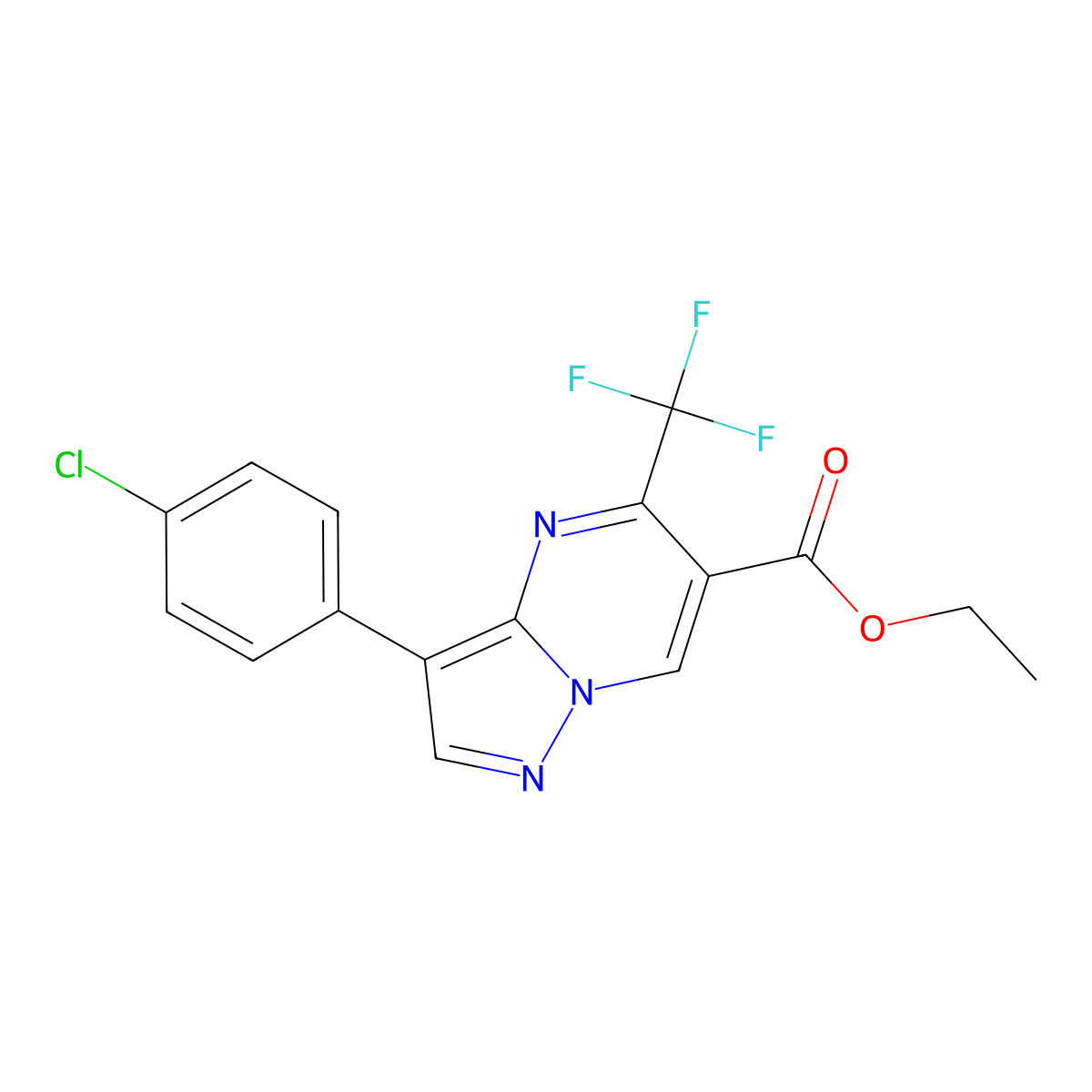 Ethyl 3-(4-chlorophenyl)-5-(trifluoromethyl)pyrazolo[1,5-a]pyrimidine-6-carboxylate molecular structure, CAS 685106-97-2