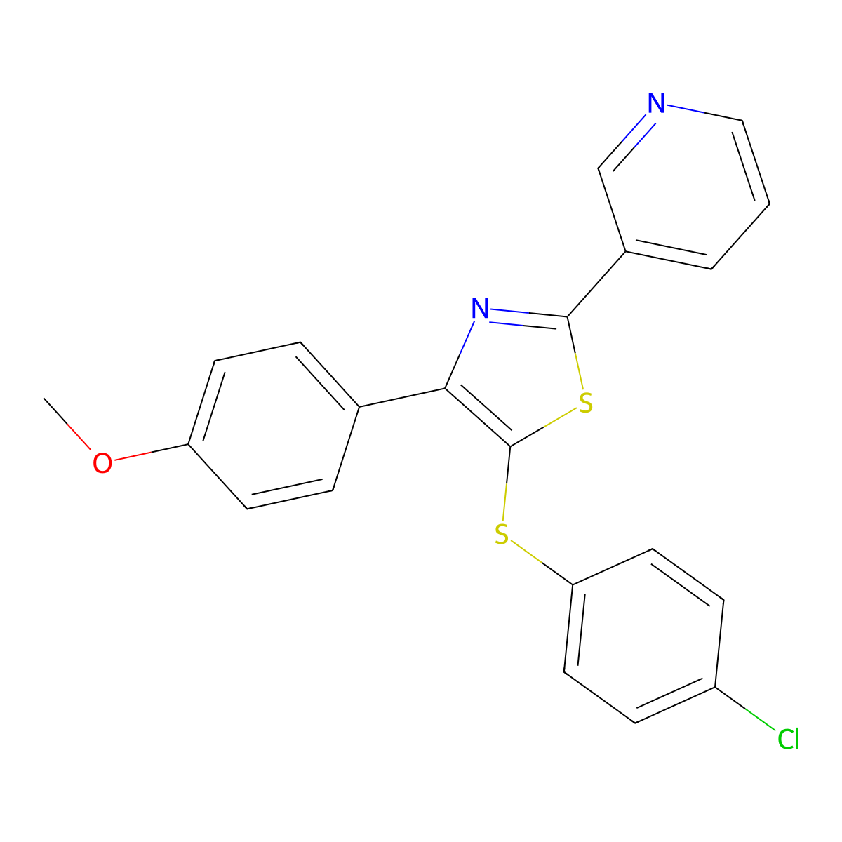 3-[5-[(4-Chlorophenyl)sulfanyl]-4-(4-methoxyphenyl)-1,3-thiazol-2-yl]pyridine molecular structure, CAS 685107-02-2