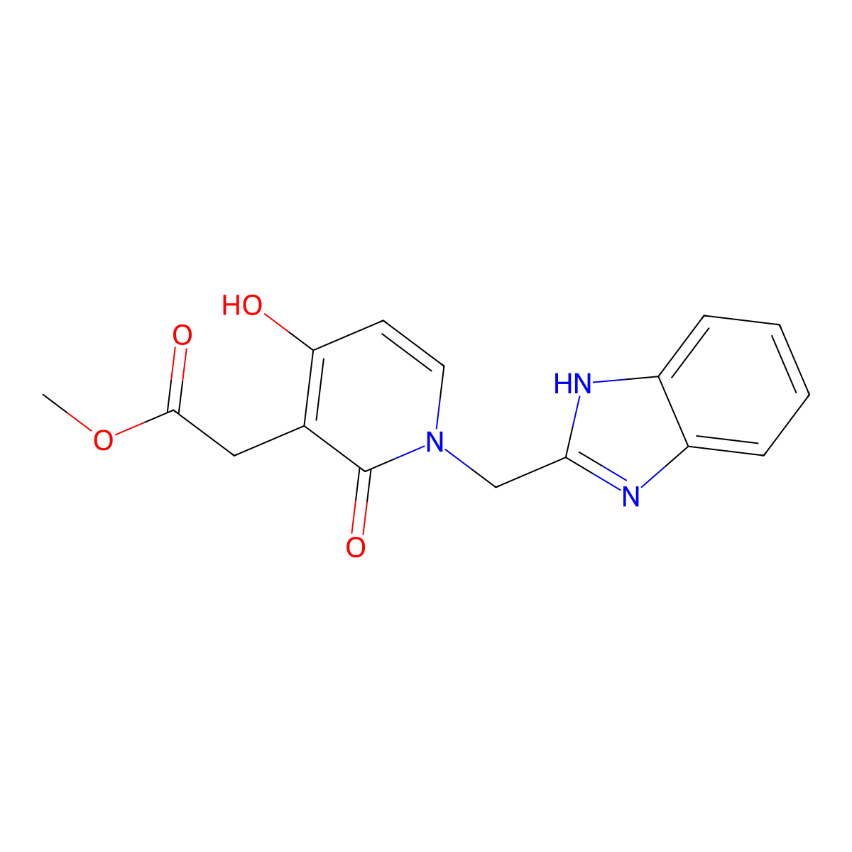 methyl 2-[1-(1H-1,3-benzimidazol-2-ylmethyl)-4-hydroxy-2-oxo-1,2-dihydro-3-pyridinyl]acetate molecular structure, CAS 685107-05-5
