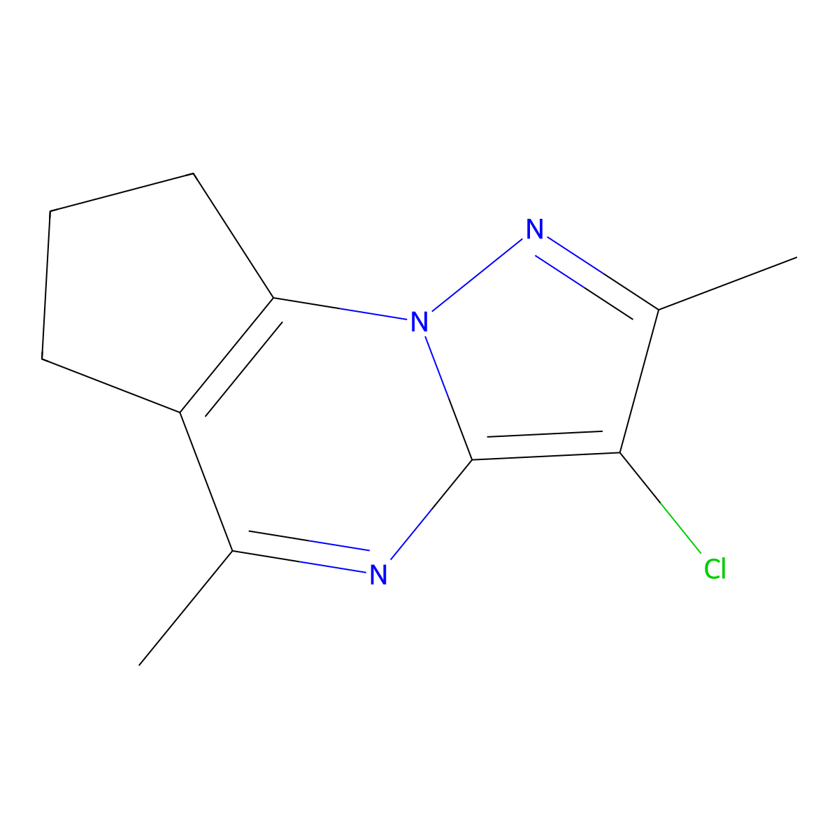 3-chloro-2,5-dimethyl-7,8-dihydro-6H-cyclopenta[e]pyrazolo[1,5-a]pyrimidine molecular structure, CAS 685107-07-7