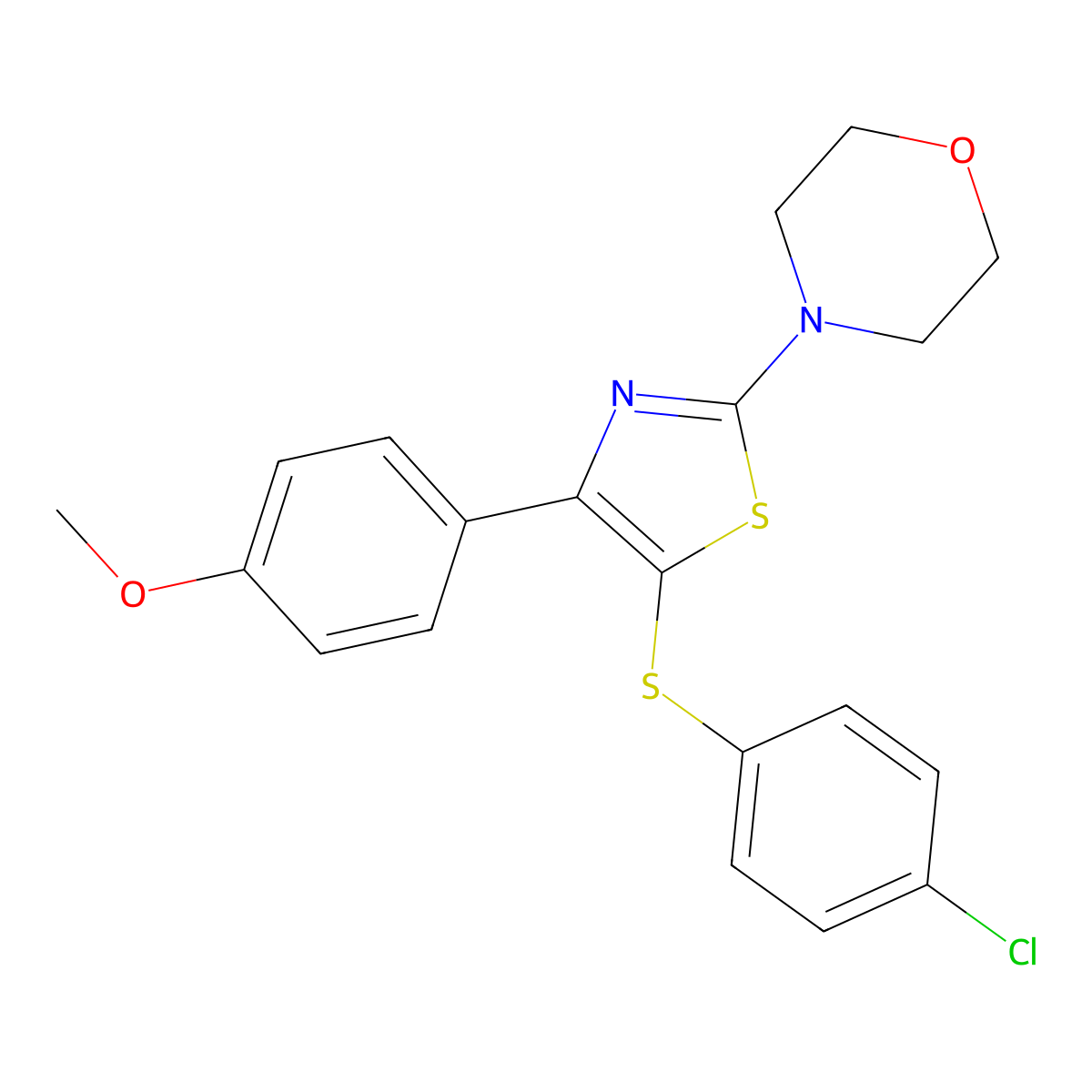 4-{5-[(4-Chlorophenyl)sulfanyl]-4-(4-methoxyphenyl)-1,3-thiazol-2-yl}morpholine molecular structure, CAS 685107-09-9