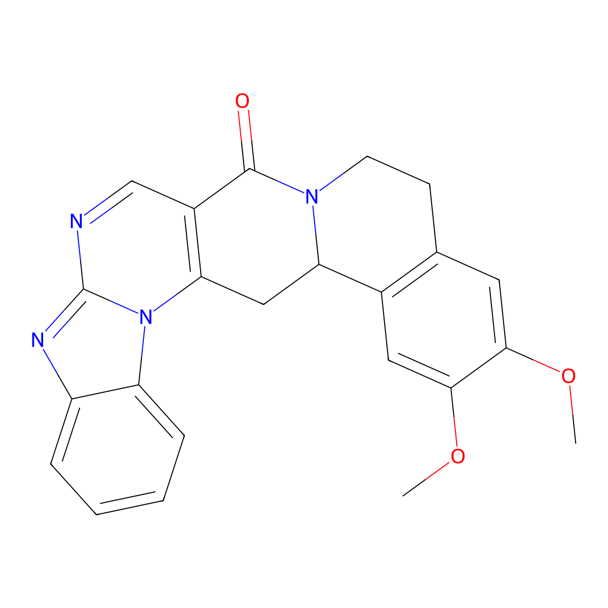 2,3-dimethoxy-5,6,17,17a-tetrahydro-8H-[1,3]benzimidazo[2'',1'':2',3']pyrimido[4',5':4,5]pyrido[2,1-a]isoquinolin-8-one molecular structure, CAS 685107-15-7