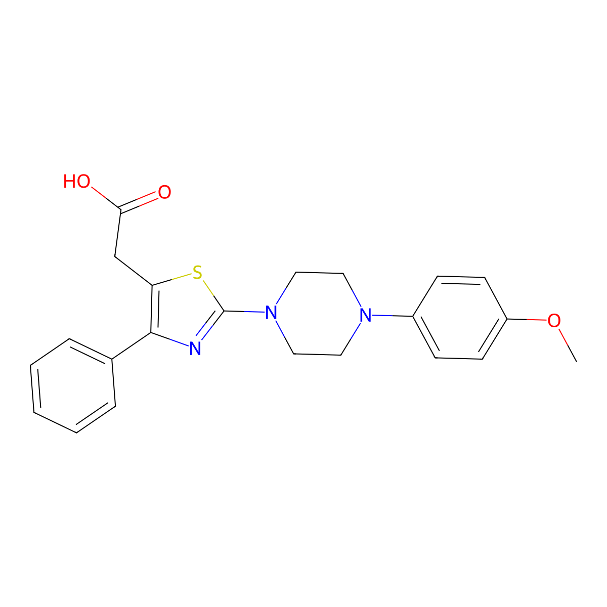 2-[2-[4-(4-methoxyphenyl)piperazin-1-yl]-4-phenyl-1,3-thiazol-5-yl]acetic Acid molecular structure, CAS 685107-22-6