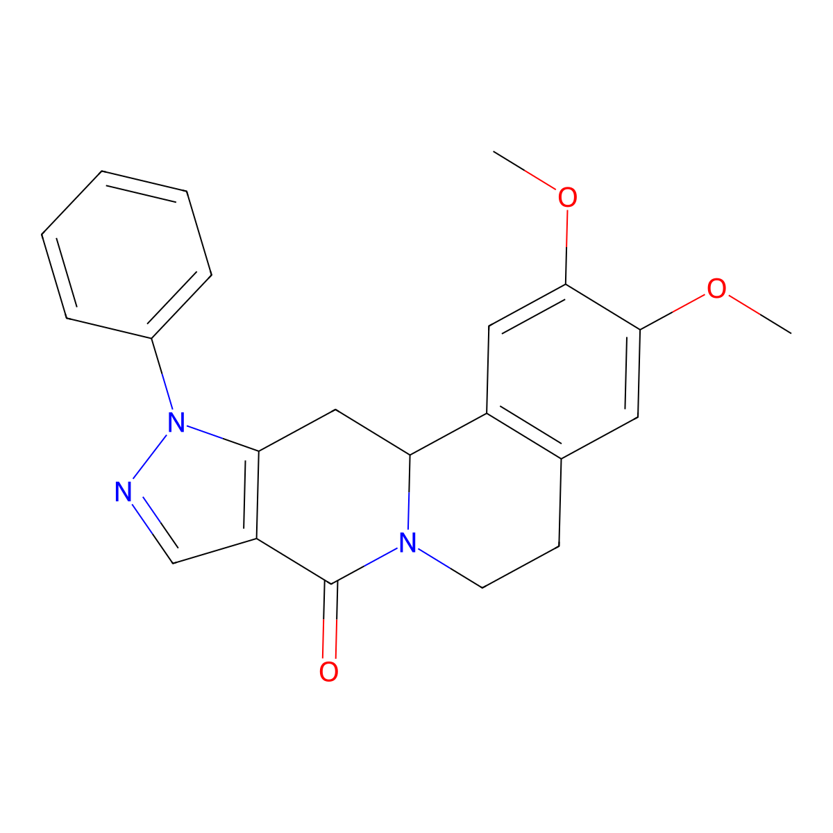 2,3-dimethoxy-11-phenyl-5,11,12,12a-tetrahydropyrazolo[3',4':4,5]pyrido[2,1-a]isoquinolin-8(6H)-one molecular structure, CAS 685107-26-0