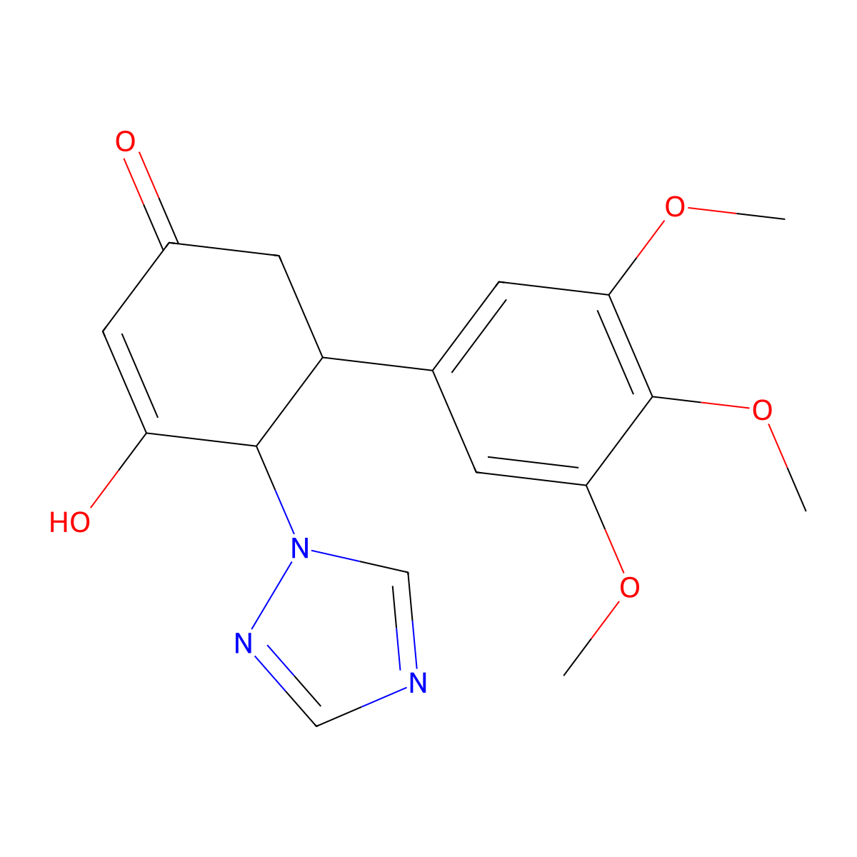3-hydroxy-4-(1H-1,2,4-triazol-1-yl)-5-(3,4,5-trimethoxyphenyl)-2-cyclohexen-1-one molecular structure, CAS 685107-28-2