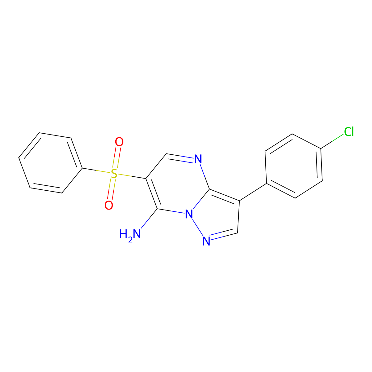 6-(Benzenesulfonyl)-3-(4-chlorophenyl)pyrazolo[1,5-a]pyrimidin-7-amine molecular structure, CAS 685107-29-3