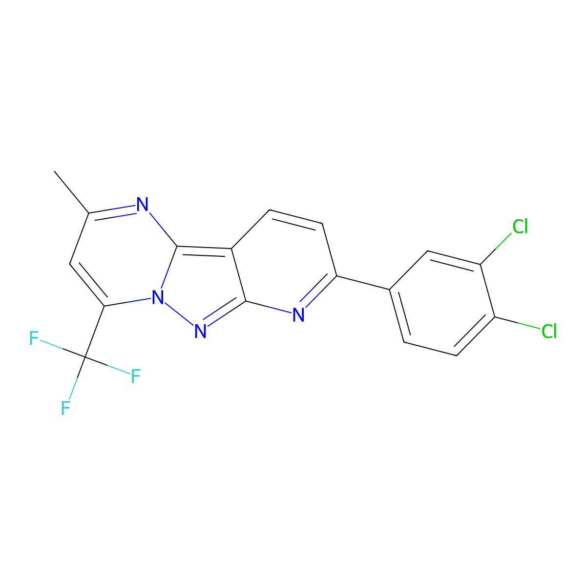 8-(3,4-Dichlorophenyl)-2-methyl-4-(trifluoromethyl)pyrido[2',3':3,4]pyrazolo[1,5-a]pyrimidine molecular structure, CAS 685107-32-8