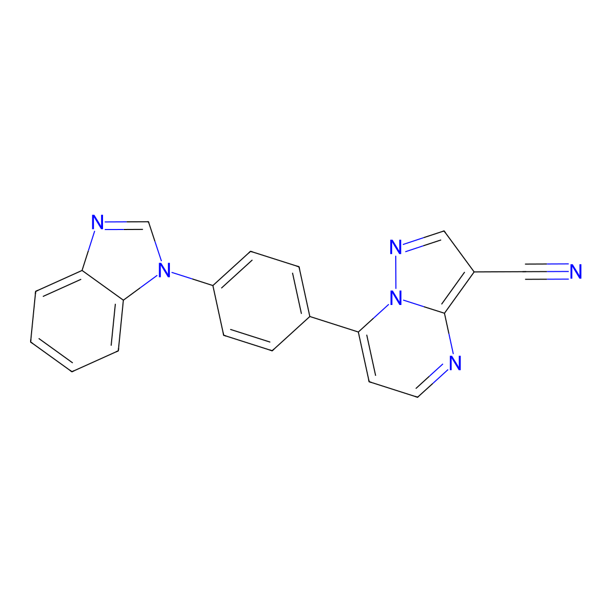 7-[4-(1H-1,3-benzimidazol-1-yl)phenyl]pyrazolo[1,5-a]pyrimidine-3-carbonitrile molecular structure, CAS 685107-34-0