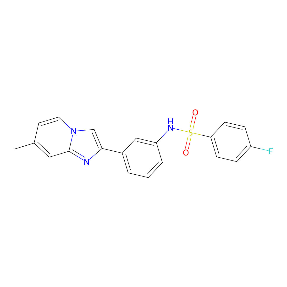 4-fluoro-N-[3-(7-methylimidazo[1,2-a]pyridin-2-yl)phenyl]benzenesulfonamide molecular structure, CAS 685107-40-8