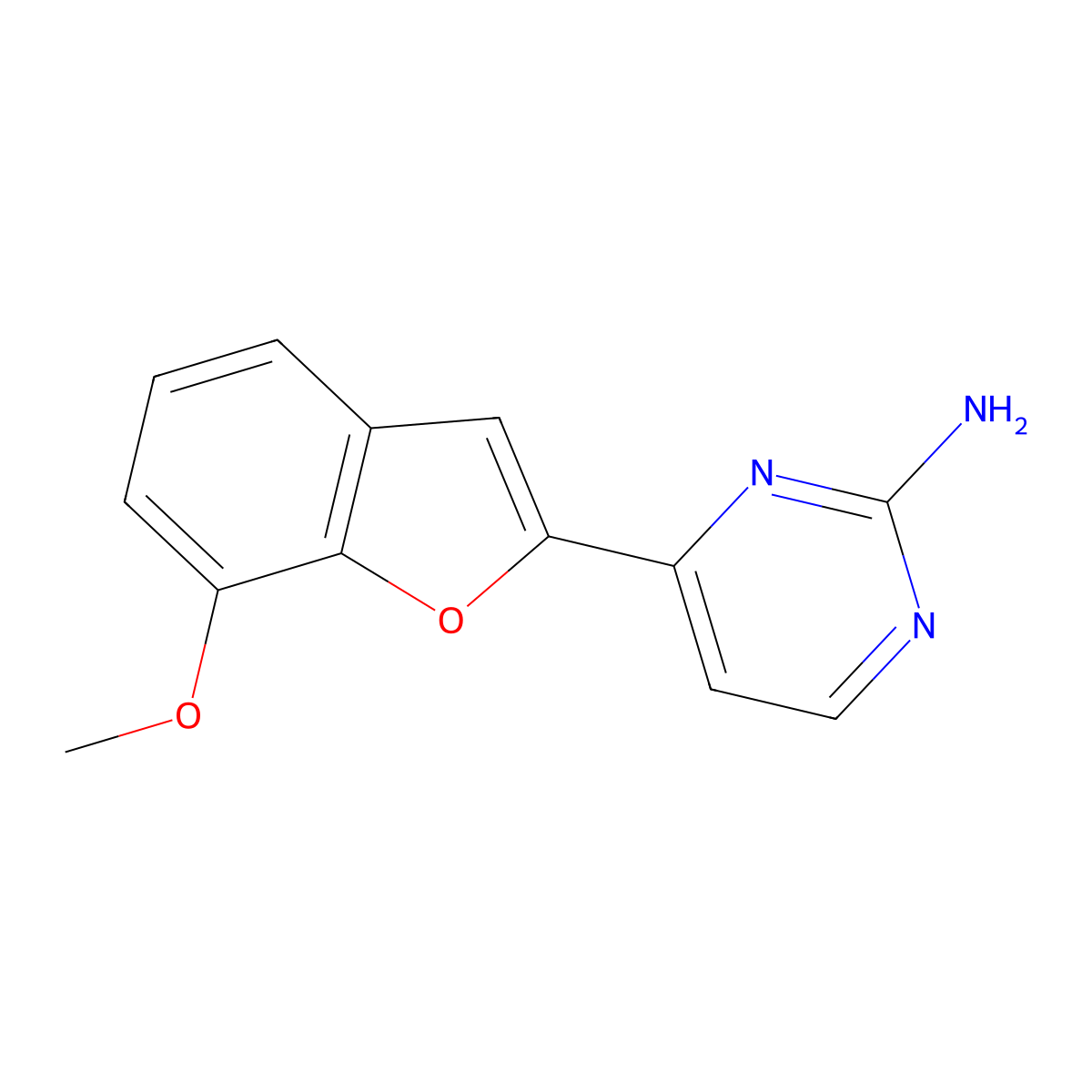 4-(7-Methoxy-1-benzofuran-2-yl)-2-pyrimidinamine molecular structure, CAS 685107-41-9