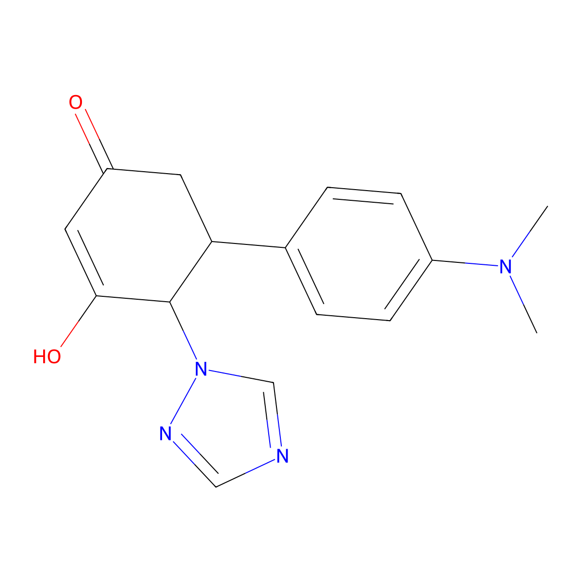 5-[4-(dimethylamino)phenyl]-3-hydroxy-4-(1H-1,2,4-triazol-1-yl)-2-cyclohexen-1-one molecular structure, CAS 685107-47-5