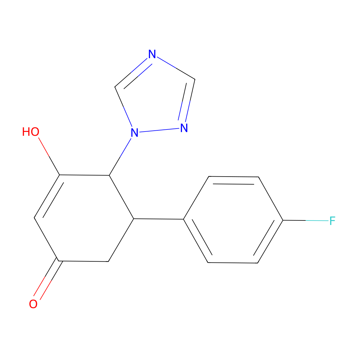 5-(4-fluorophenyl)-3-hydroxy-4-(1H-1,2,4-triazol-1-yl)-2-cyclohexen-1-one molecular structure, CAS 685107-48-6