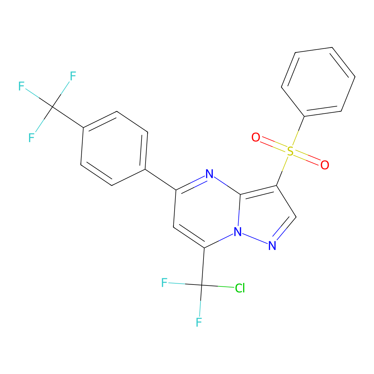 7-[Chloro(difluoro)methyl]-3-(phenylsulfonyl)-5-[4-(trifluoromethyl)phenyl]pyrazolo[1,5-A]pyrimidine molecular structure, CAS 685107-54-4