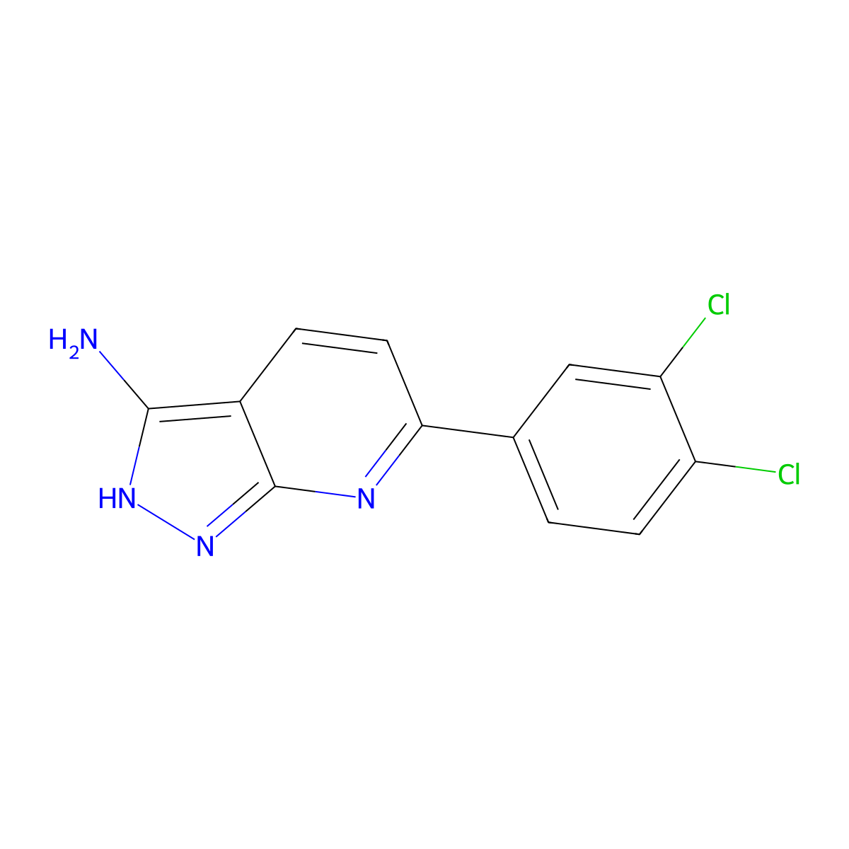 6-(3,4-dichlorophenyl)-2H-pyrazolo[3,4-b]pyridin-3-amine molecular structure, CAS 685107-56-6