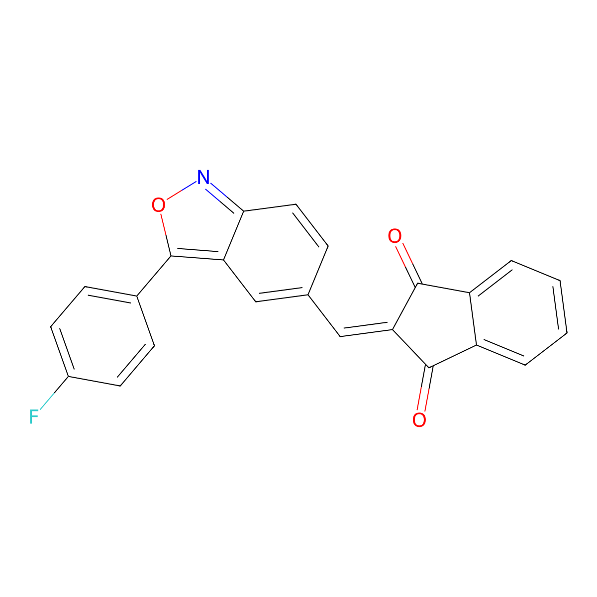 2-{[3-(4-fluorophenyl)-2,1-benzisoxazol-5-yl]methylene}-1H-indene-1,3(2H)-dione molecular structure, CAS 685107-61-3