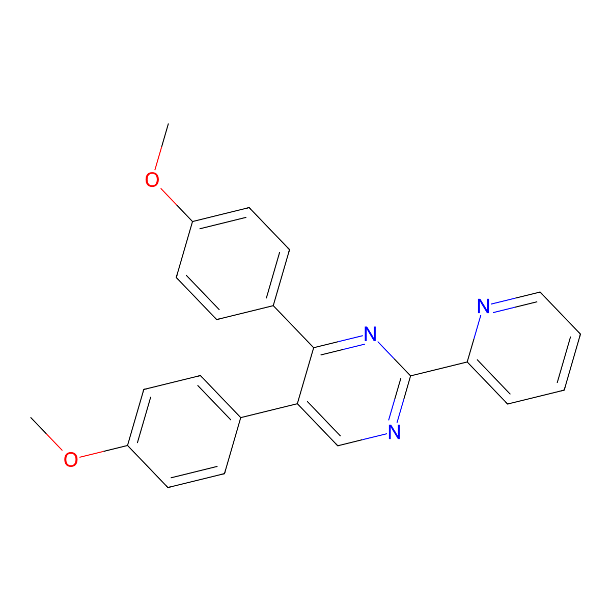 4-[4-(4-Methoxyphenyl)-2-(2-pyridinyl)-5-pyrimidinyl]phenyl methyl ether molecular structure, CAS 685107-63-5