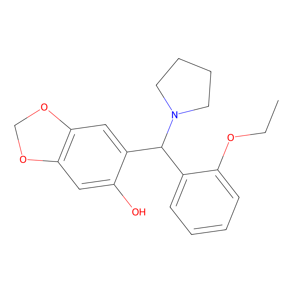6-[(2-Ethoxyphenyl)(1-pyrrolidinyl)methyl]-1,3-benzodioxol-5-ol molecular structure, CAS 685107-71-5