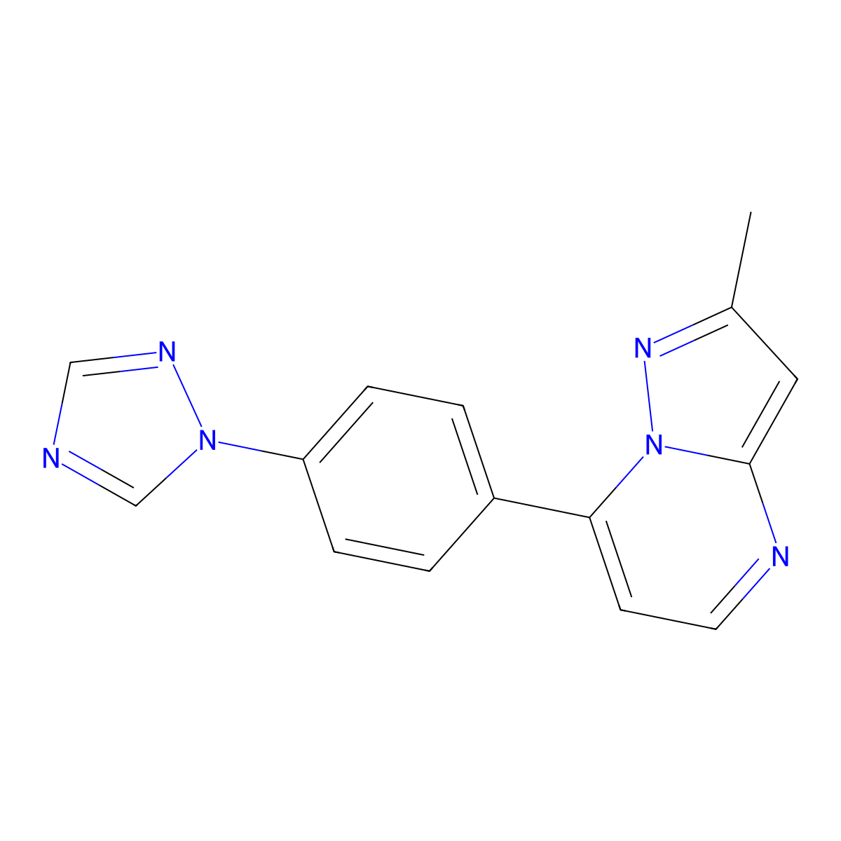 2-methyl-7-[4-(1H-1,2,4-triazol-1-yl)phenyl]pyrazolo[1,5-a]pyrimidine molecular structure, CAS 685107-76-0