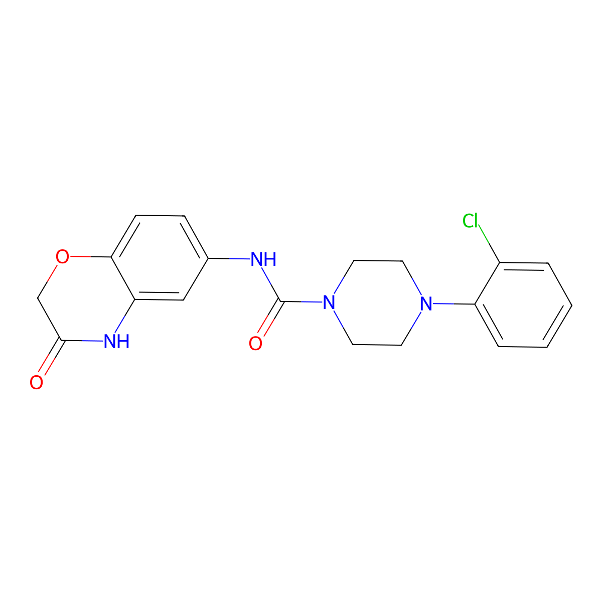 4-(2-chlorophenyl)-N-(3-oxo-3,4-dihydro-2H-1,4-benzoxazin-6-yl)tetrahydro-1(2H)-pyrazinecarboxamide molecular structure, CAS 685107-77-1