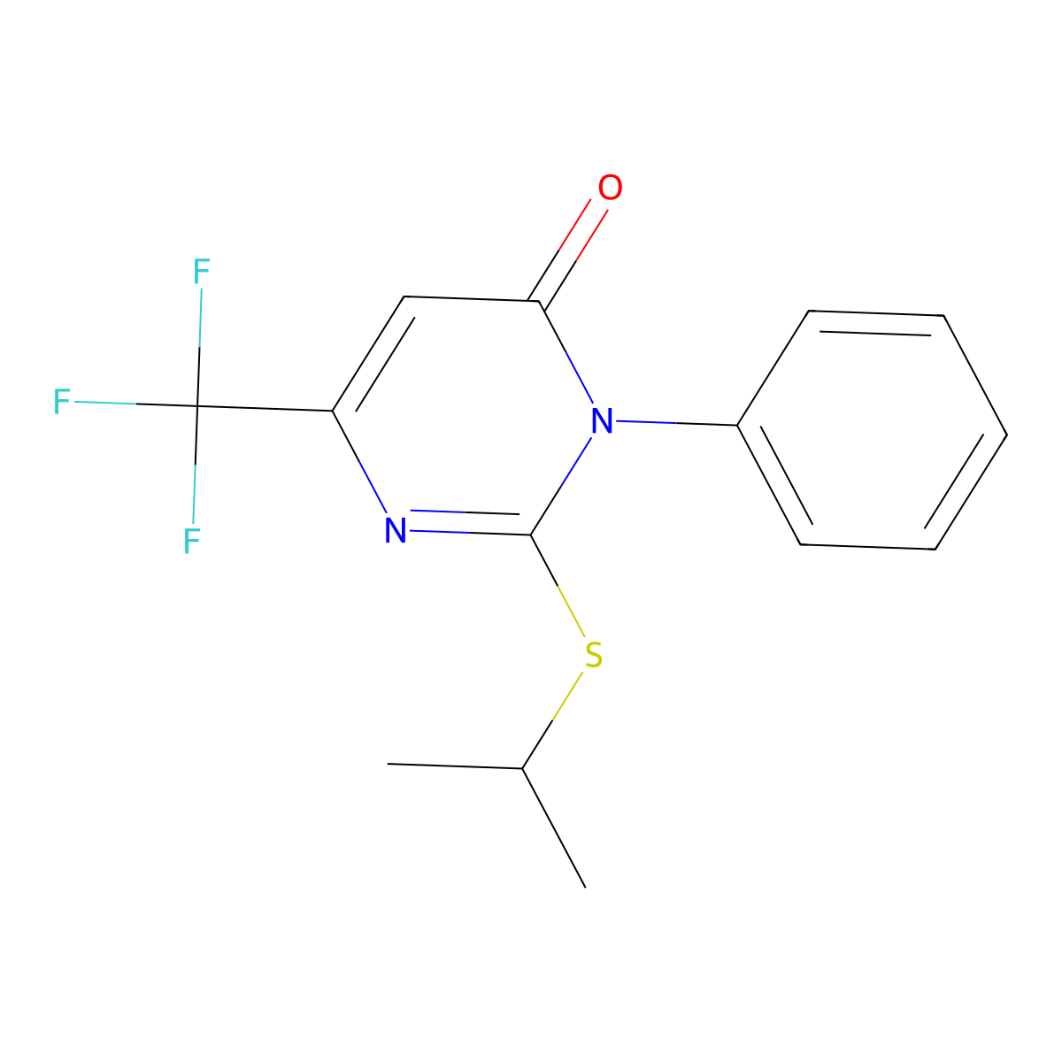 2-(isopropylsulfanyl)-3-phenyl-6-(trifluoromethyl)-4(3H)-pyrimidinone molecular structure, CAS 685107-82-8