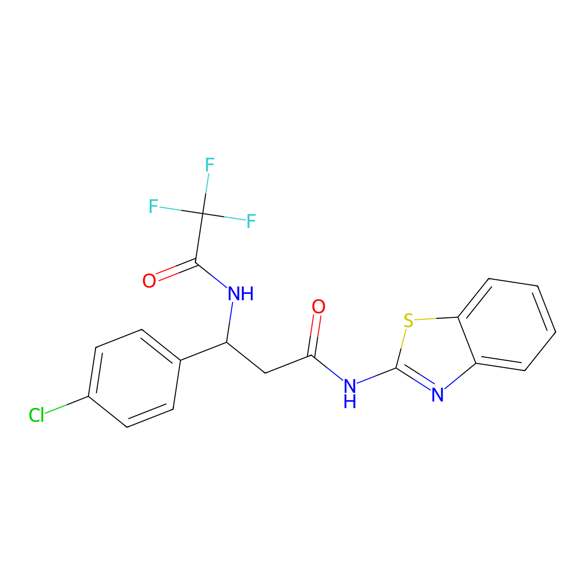 N-(1,3-benzothiazol-2-yl)-3-(4-chlorophenyl)-3-[(2,2,2-trifluoroacetyl)amino]propanamide molecular structure, CAS 685107-85-1