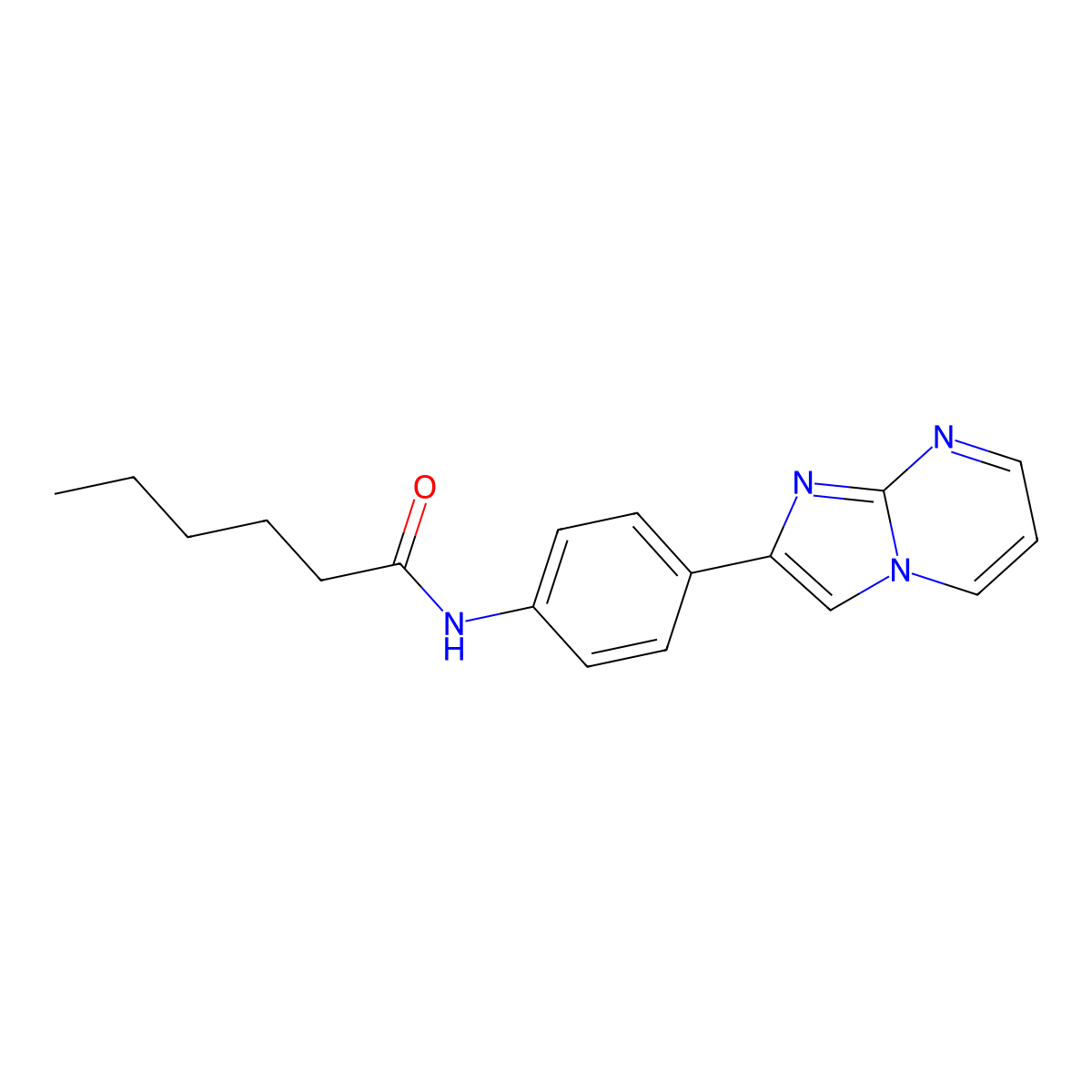 N-(4-imidazo[1,2-a]pyrimidin-2-ylphenyl)hexanamide molecular structure, CAS 685107-88-4