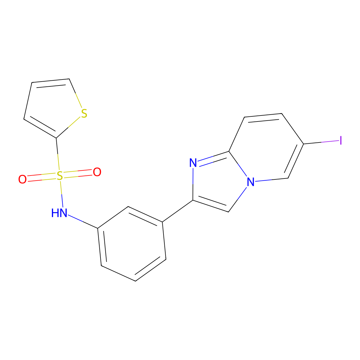 N-(3-{6-iodoimidazo[1,2-a]pyridin-2-yl}phenyl)thiophene-2-sulfonamide molecular structure, CAS 685107-89-5