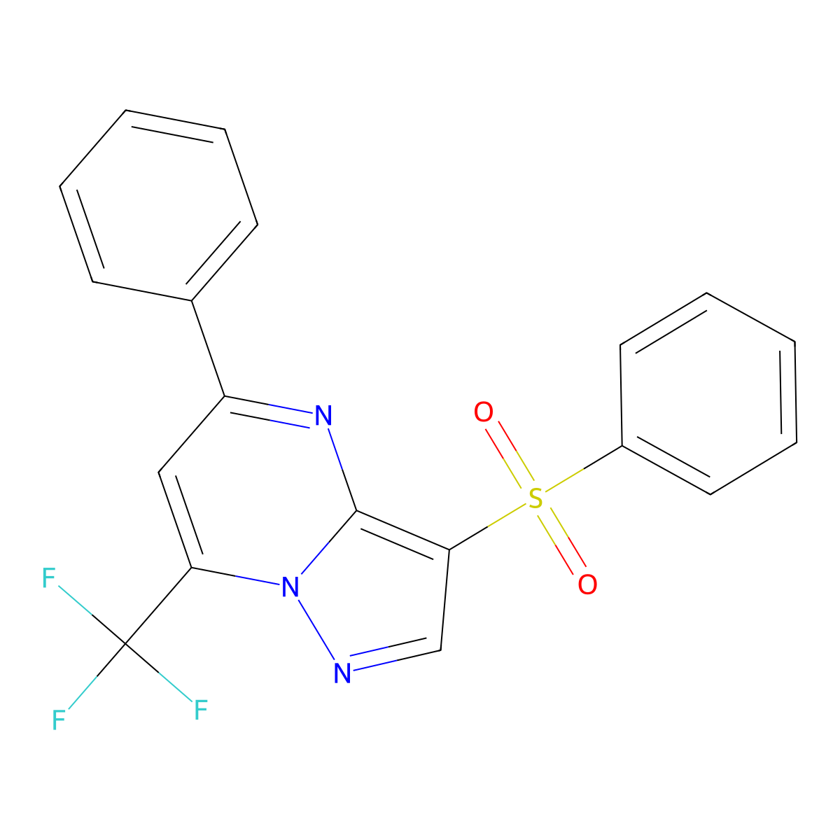 3-(Benzenesulfonyl)-5-phenyl-7-(trifluoromethyl)pyrazolo[1,5-a]pyrimidine molecular structure, CAS 685107-93-1
