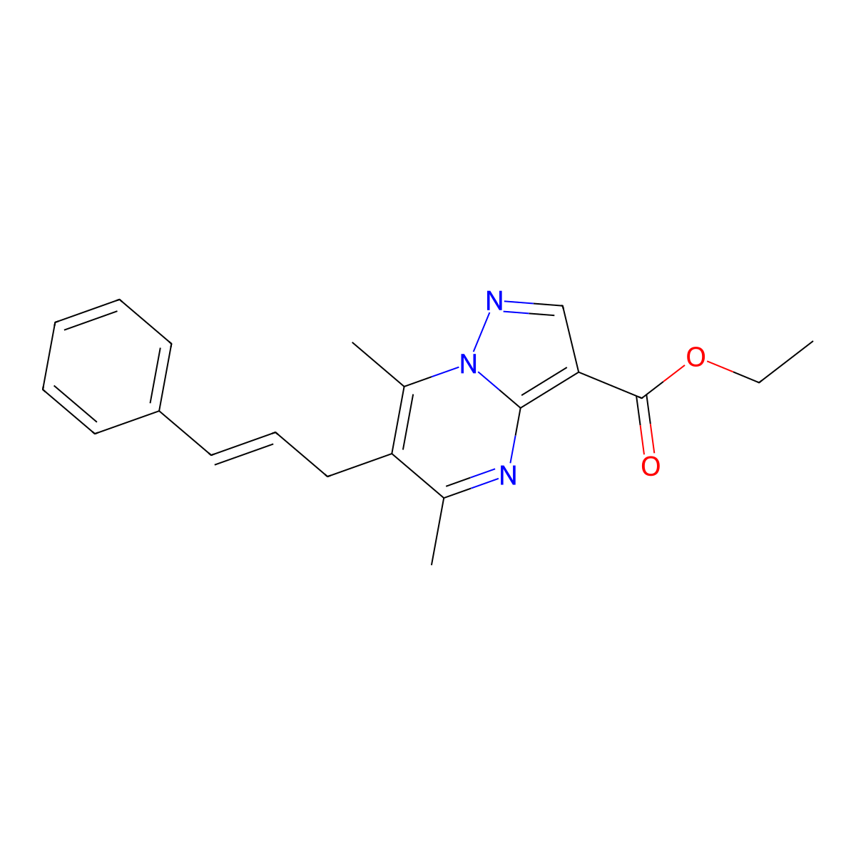 ethyl 5,7-dimethyl-6-[(E)-3-phenyl-2-propenyl]pyrazolo[1,5-a]pyrimidine-3-carboxylate molecular structure, CAS 685108-00-3